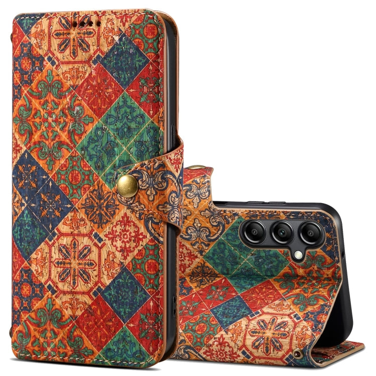 For Samsung Galaxy A24 5G Denior Flower Language Series Cork Fabric Oil Edge Leather Phone Case(Winter) - Galaxy Phone Cases by Denior | Online Shopping UK | buy2fix