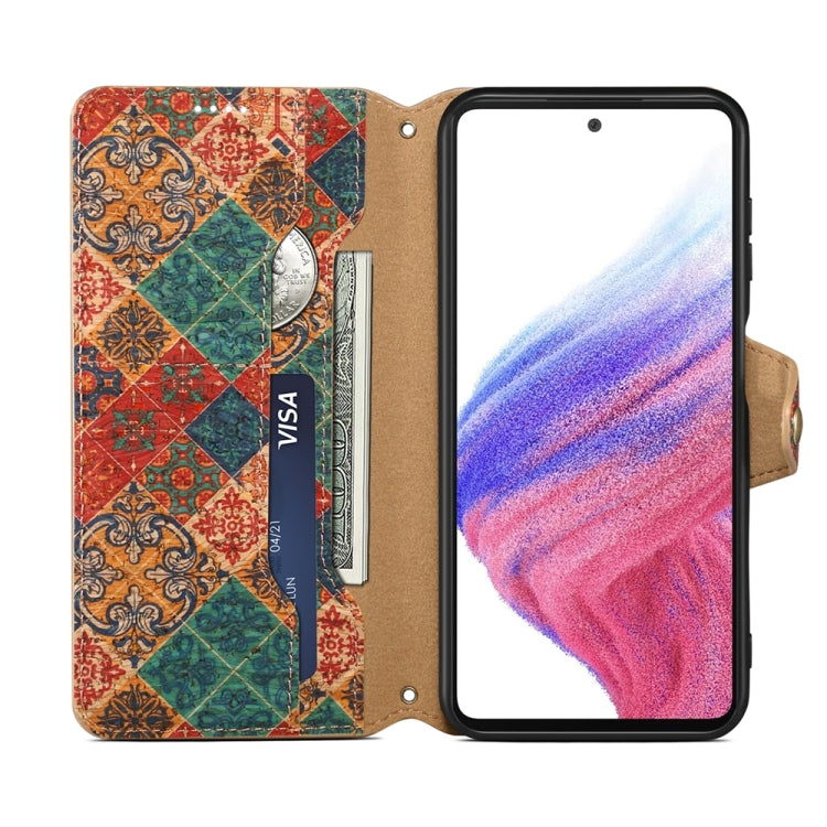 For Samsung Galaxy A24 5G Denior Flower Language Series Cork Fabric Oil Edge Leather Phone Case(Winter) - Galaxy Phone Cases by Denior | Online Shopping UK | buy2fix