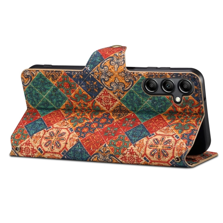 For Samsung Galaxy A24 5G Denior Flower Language Series Cork Fabric Oil Edge Leather Phone Case(Winter) - Galaxy Phone Cases by Denior | Online Shopping UK | buy2fix