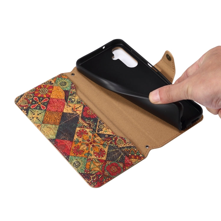 For Samsung Galaxy A24 5G Denior Flower Language Series Cork Fabric Oil Edge Leather Phone Case(Winter) - Galaxy Phone Cases by Denior | Online Shopping UK | buy2fix