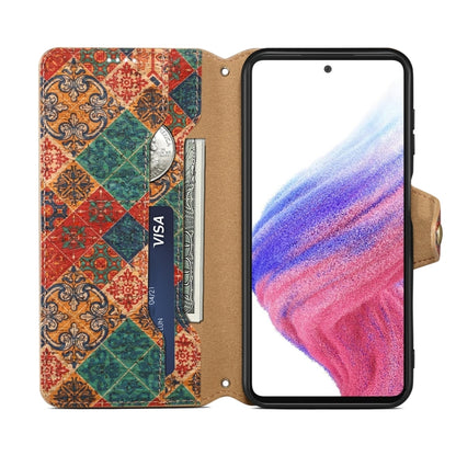 For Samsung Galaxy A34 5G Denior Flower Language Series Cork Fabric Oil Edge Leather Phone Case(Winter) - Galaxy Phone Cases by Denior | Online Shopping UK | buy2fix