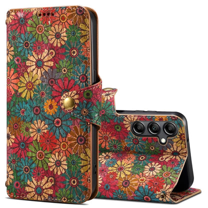For Samsung Galaxy A54 5G Denior Flower Language Series Cork Fabric Oil Edge Leather Phone Case(Spring) - Galaxy Phone Cases by Denior | Online Shopping UK | buy2fix