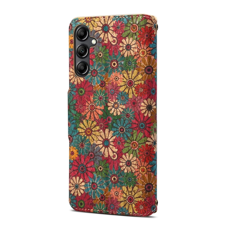 For Samsung Galaxy A54 5G Denior Flower Language Series Cork Fabric Oil Edge Leather Phone Case(Spring) - Galaxy Phone Cases by Denior | Online Shopping UK | buy2fix