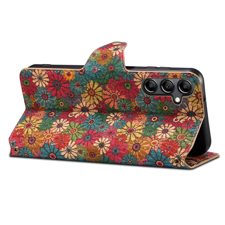 For Samsung Galaxy A54 5G Denior Flower Language Series Cork Fabric Oil Edge Leather Phone Case(Spring) - Galaxy Phone Cases by Denior | Online Shopping UK | buy2fix