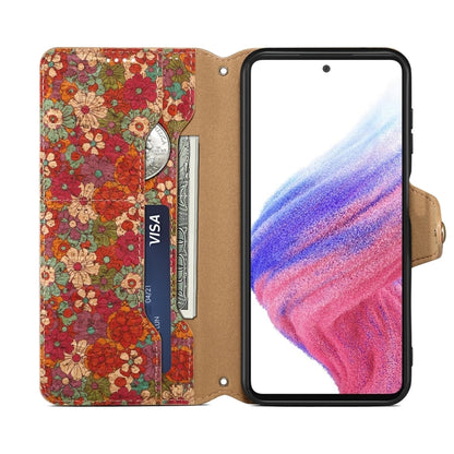 For Samsung Galaxy A54 5G Denior Flower Language Series Cork Fabric Oil Edge Leather Phone Case(Summer) - Galaxy Phone Cases by Denior | Online Shopping UK | buy2fix