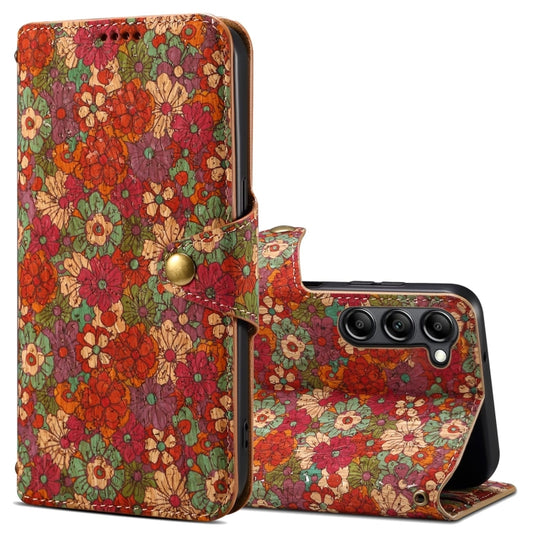 For Samsung Galaxy S23+ Denior Flower Language Series Cork Fabric Oil Edge Leather Phone Case(Summer) - Galaxy S23+ 5G Cases by Denior | Online Shopping UK | buy2fix