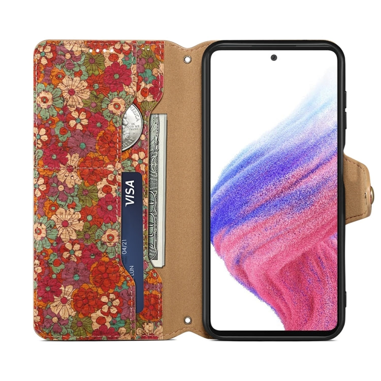 For Samsung Galaxy S23 Denior Flower Language Series Cork Fabric Oil Edge Leather Phone Case(Summer) - Galaxy S23 5G Cases by Denior | Online Shopping UK | buy2fix