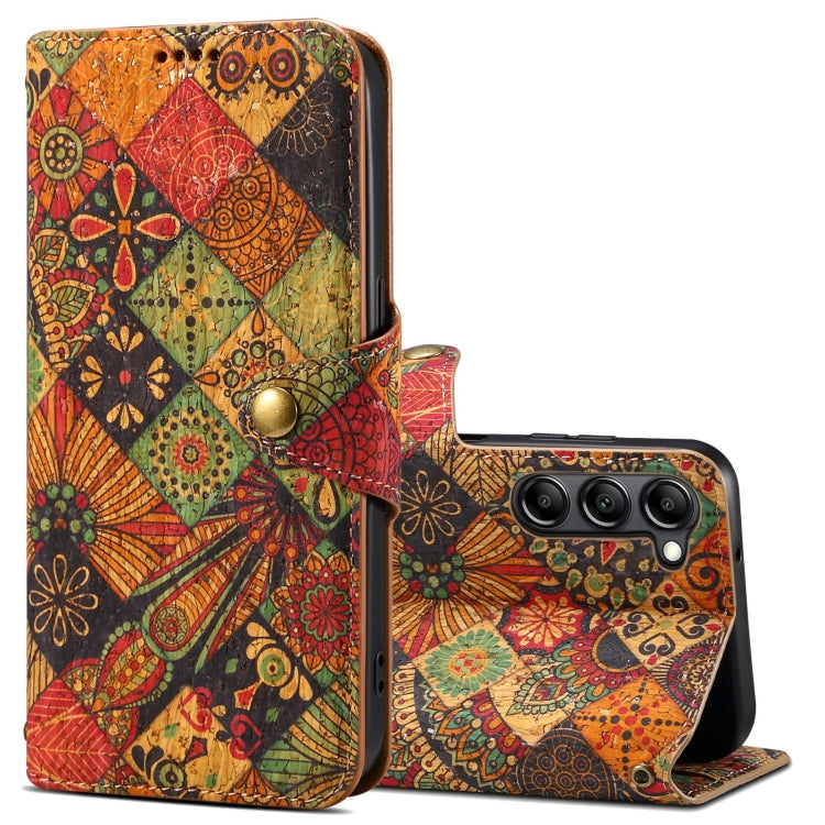 For Samsung Galaxy S23 Denior Flower Language Series Cork Fabric Oil Edge Leather Phone Case(Autumn) - Galaxy S23 5G Cases by Denior | Online Shopping UK | buy2fix