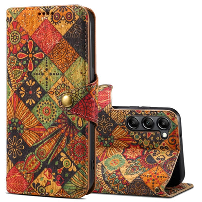 For Samsung Galaxy S23 Denior Flower Language Series Cork Fabric Oil Edge Leather Phone Case(Autumn) - Galaxy S23 5G Cases by Denior | Online Shopping UK | buy2fix