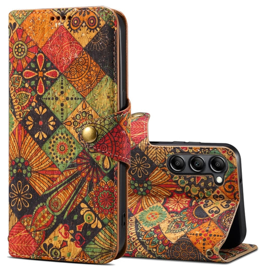 For Samsung Galaxy S23 Denior Flower Language Series Cork Fabric Oil Edge Leather Phone Case(Autumn) - Galaxy S23 5G Cases by Denior | Online Shopping UK | buy2fix