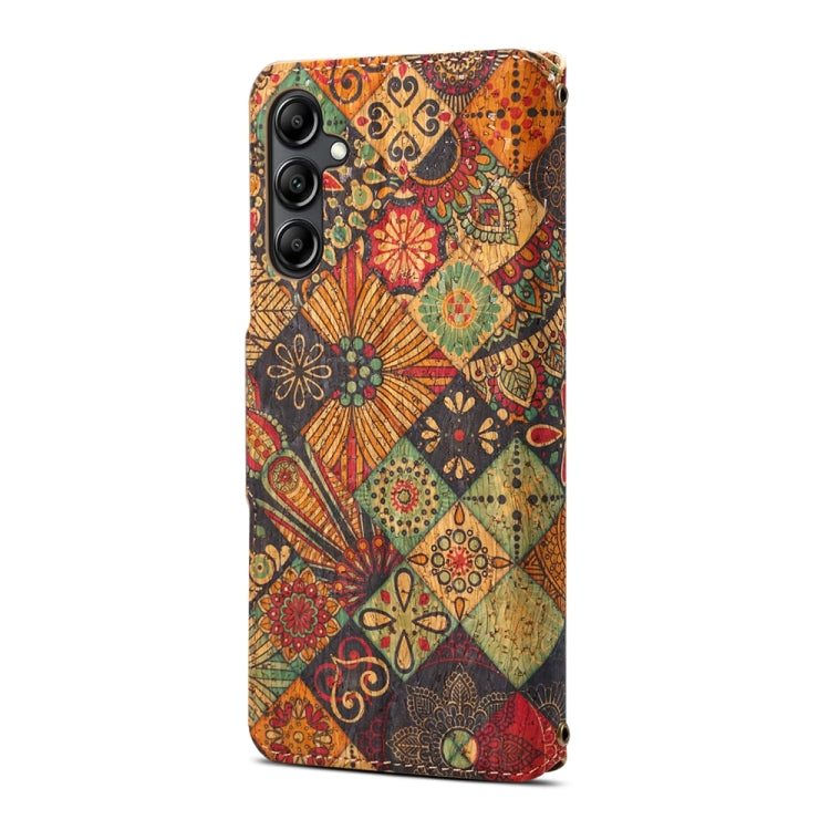 For Samsung Galaxy S23 Denior Flower Language Series Cork Fabric Oil Edge Leather Phone Case(Autumn) - Galaxy S23 5G Cases by Denior | Online Shopping UK | buy2fix