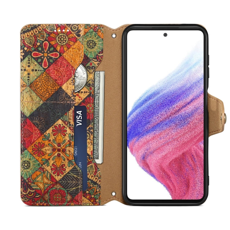 For Samsung Galaxy S23 Denior Flower Language Series Cork Fabric Oil Edge Leather Phone Case(Autumn) - Galaxy S23 5G Cases by Denior | Online Shopping UK | buy2fix