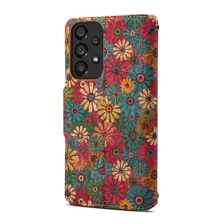 For Samsung Galaxy A53 5G Denior Flower Language Series Cork Fabric Oil Edge Leather Phone Case(Spring) - Galaxy Phone Cases by Denior | Online Shopping UK | buy2fix