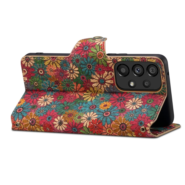 For Samsung Galaxy A53 5G Denior Flower Language Series Cork Fabric Oil Edge Leather Phone Case(Spring) - Galaxy Phone Cases by Denior | Online Shopping UK | buy2fix