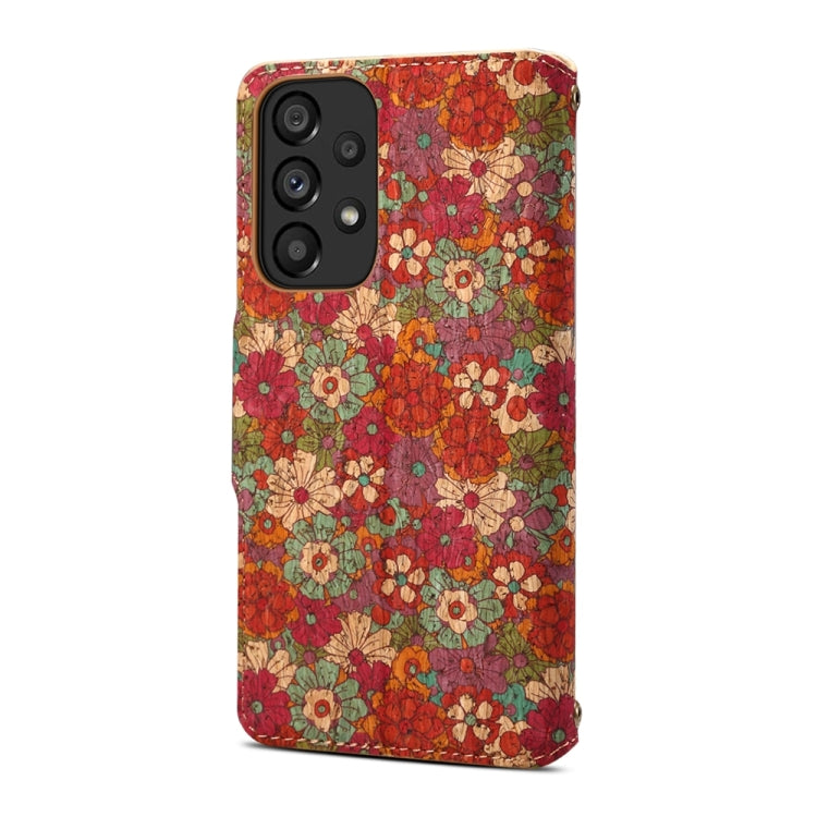 For Samsung Galaxy A53 5G Denior Flower Language Series Cork Fabric Oil Edge Leather Phone Case(Summer) - Galaxy Phone Cases by Denior | Online Shopping UK | buy2fix