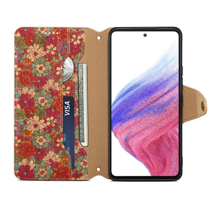 For Samsung Galaxy A33 5G Denior Flower Language Series Cork Fabric Oil Edge Leather Phone Case(Summer) - Galaxy Phone Cases by Denior | Online Shopping UK | buy2fix