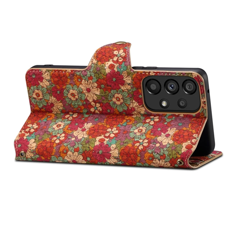 For Samsung Galaxy A33 5G Denior Flower Language Series Cork Fabric Oil Edge Leather Phone Case(Summer) - Galaxy Phone Cases by Denior | Online Shopping UK | buy2fix