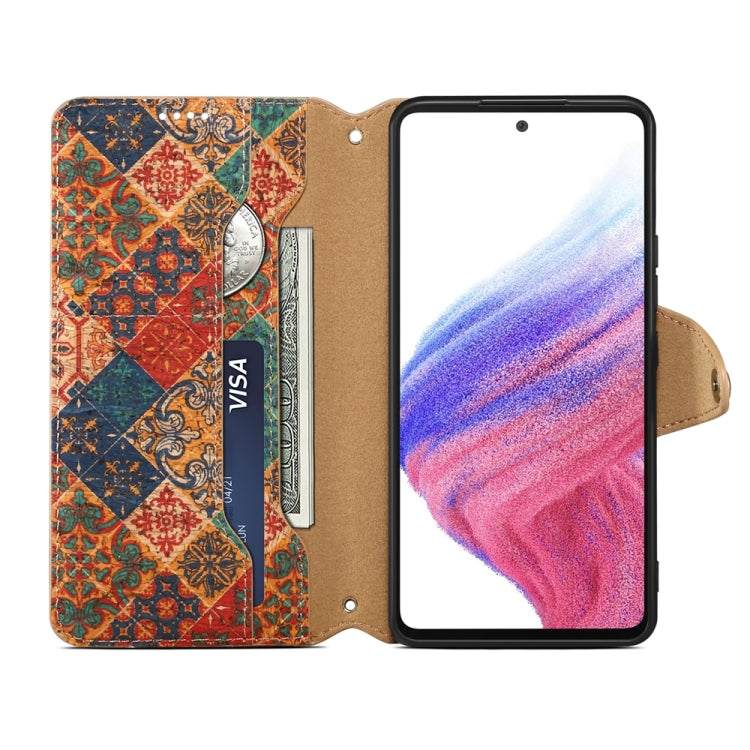 For Samsung Galaxy A33 5G Denior Flower Language Series Cork Fabric Oil Edge Leather Phone Case(Winter) - Galaxy Phone Cases by Denior | Online Shopping UK | buy2fix