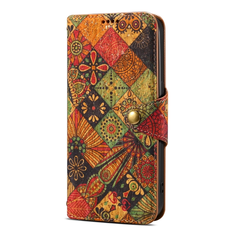 For Samsung Galaxy A32 Denior Flower Language Series Cork Fabric Oil Edge Leather Phone Case(Autumn) - Galaxy Phone Cases by Denior | Online Shopping UK | buy2fix