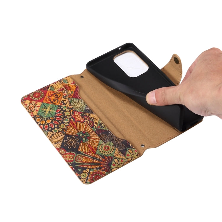 For Samsung Galaxy A32 Denior Flower Language Series Cork Fabric Oil Edge Leather Phone Case(Autumn) - Galaxy Phone Cases by Denior | Online Shopping UK | buy2fix