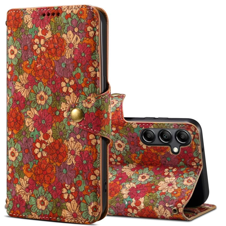 For Samsung Galaxy S24+ 5G Denior Flower Language Series Cork Fabric Oil Edge Leather Phone Case(Summer) - Galaxy S24+ 5G Cases by Denior | Online Shopping UK | buy2fix