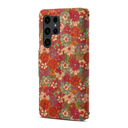 For Samsung Galaxy S24 Ultra 5G Denior Flower Language Series Cork Fabric Oil Edge Leather Phone Case(Summer) by Denior