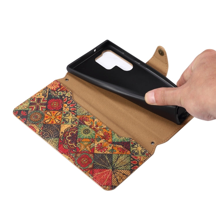 For Samsung Galaxy S24 Ultra 5G Denior Flower Language Series Cork Fabric Oil Edge Leather Phone Case(Summer) by Denior