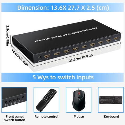 NK-E80 4K 30Hz 8 In 1 Out HDMI 8-way Screen Splitter KVM Switch(AU Plug) - Switch by buy2fix | Online Shopping UK | buy2fix