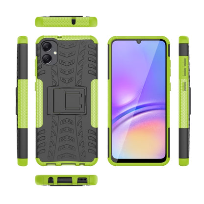 For Samsung Galaxy A05 4G Tire Texture TPU + PC Phone Case with Holder(Green) - Galaxy Phone Cases by buy2fix | Online Shopping UK | buy2fix