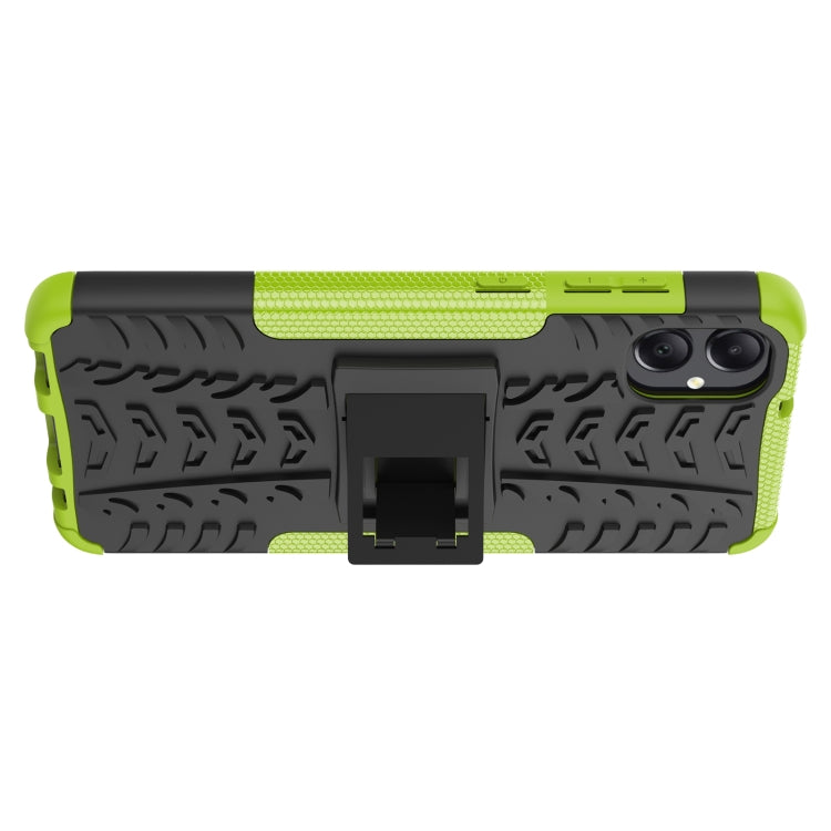 For Samsung Galaxy A05 4G Tire Texture TPU + PC Phone Case with Holder(Green) - Galaxy Phone Cases by buy2fix | Online Shopping UK | buy2fix