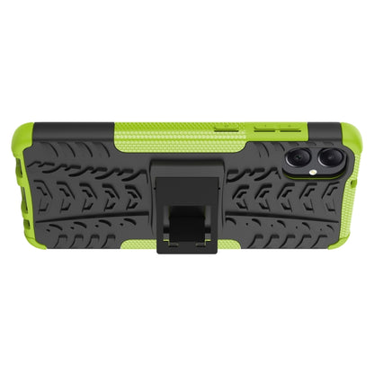 For Samsung Galaxy A05 4G Tire Texture TPU + PC Phone Case with Holder(Green) - Galaxy Phone Cases by buy2fix | Online Shopping UK | buy2fix