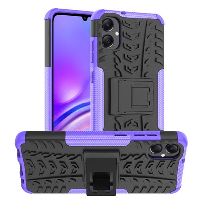 For Samsung Galaxy A05 4G Tire Texture TPU + PC Phone Case with Holder(Purple) - Galaxy Phone Cases by buy2fix | Online Shopping UK | buy2fix