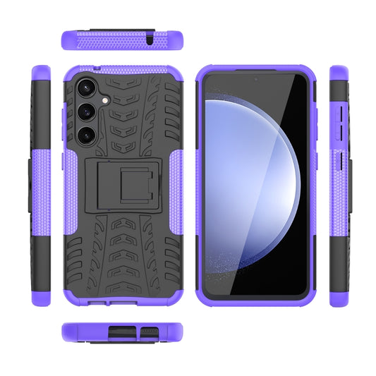 For Samsung Galaxy S23 FE 5G Tire Texture TPU + PC Phone Case with Holder(Purple) by buy2fix