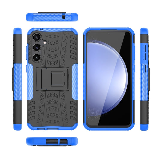 For Samsung Galaxy S23 FE 5G Tire Texture TPU + PC Phone Case with Holder(Blue) by buy2fix