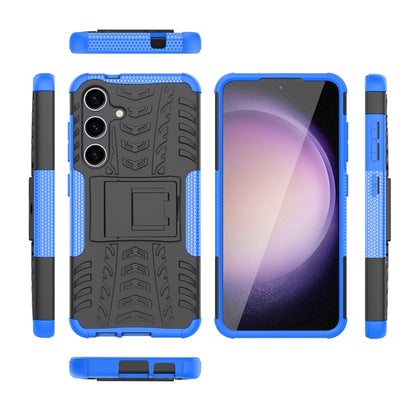 For Samsung Galaxy S24 5G Tire Texture TPU + PC Phone Case with Holder(Blue) - Galaxy S24 5G Cases by buy2fix | Online Shopping UK | buy2fix