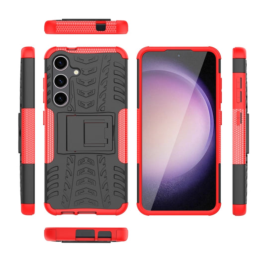 For Samsung Galaxy S24 5G Tire Texture TPU + PC Phone Case with Holder(Red) by buy2fix
