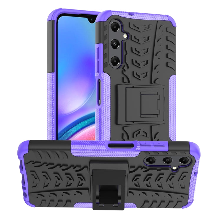 For Samsung Galaxy A05s Tire Texture TPU + PC Phone Case with Holder(Purple) - Galaxy Phone Cases by buy2fix | Online Shopping UK | buy2fix