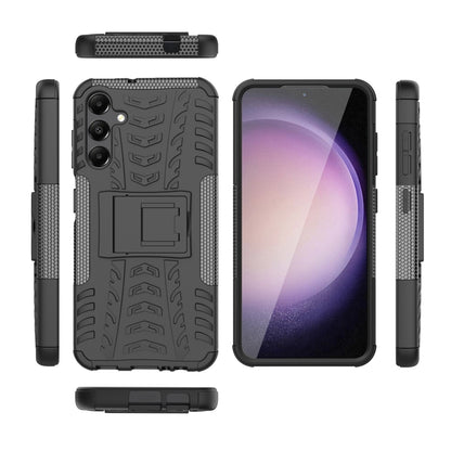 For Samsung Galaxy A15 Tire Texture TPU + PC Phone Case with Holder(Black) - Galaxy Phone Cases by buy2fix | Online Shopping UK | buy2fix