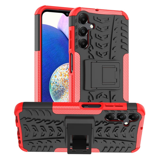 For Samsung Galaxy A15 Tire Texture TPU + PC Phone Case with Holder(Red)