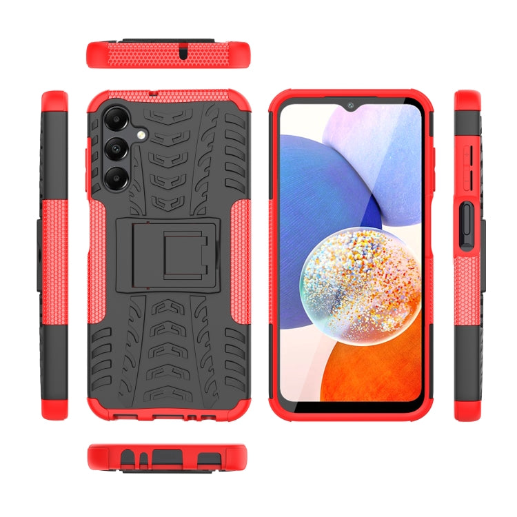 For Samsung Galaxy A15 Tire Texture TPU + PC Phone Case with Holder(Red) - Galaxy Phone Cases by buy2fix | Online Shopping UK | buy2fix