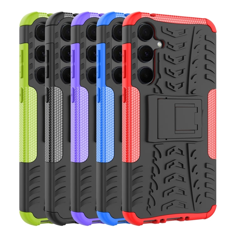 For Samsung Galaxy A35 5G Tire Texture TPU + PC Phone Case with Holder(Black) - Galaxy Phone Cases by buy2fix | Online Shopping UK | buy2fix