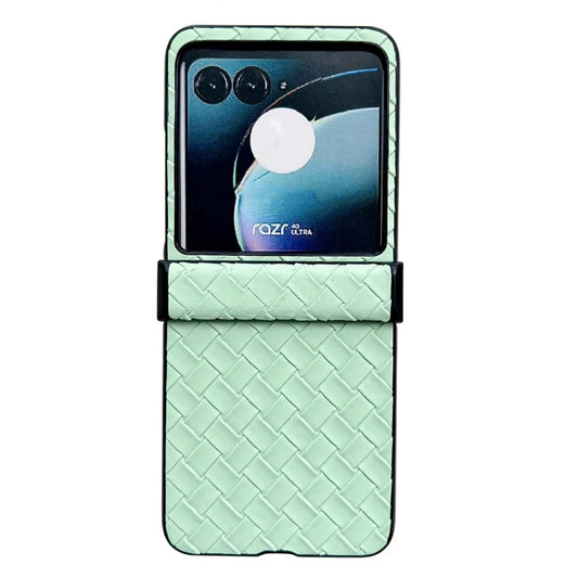 For Motorola Razr 40 Ultra Three-piece Set Woven Texture Folding PU Phone Case(Green) by buy2fix