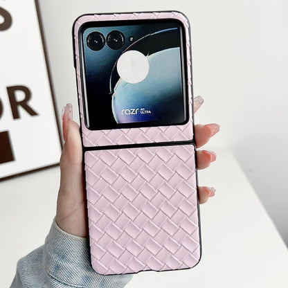 For Motorola Razr 40 Ultra Woven Texture Folding PU Phone Case(Pink) by buy2fix