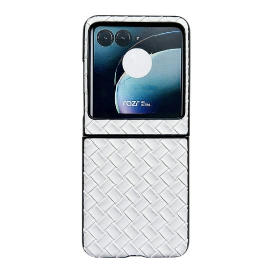 For Motorola Razr 40 Ultra Woven Texture Folding PU Phone Case(White) by buy2fix