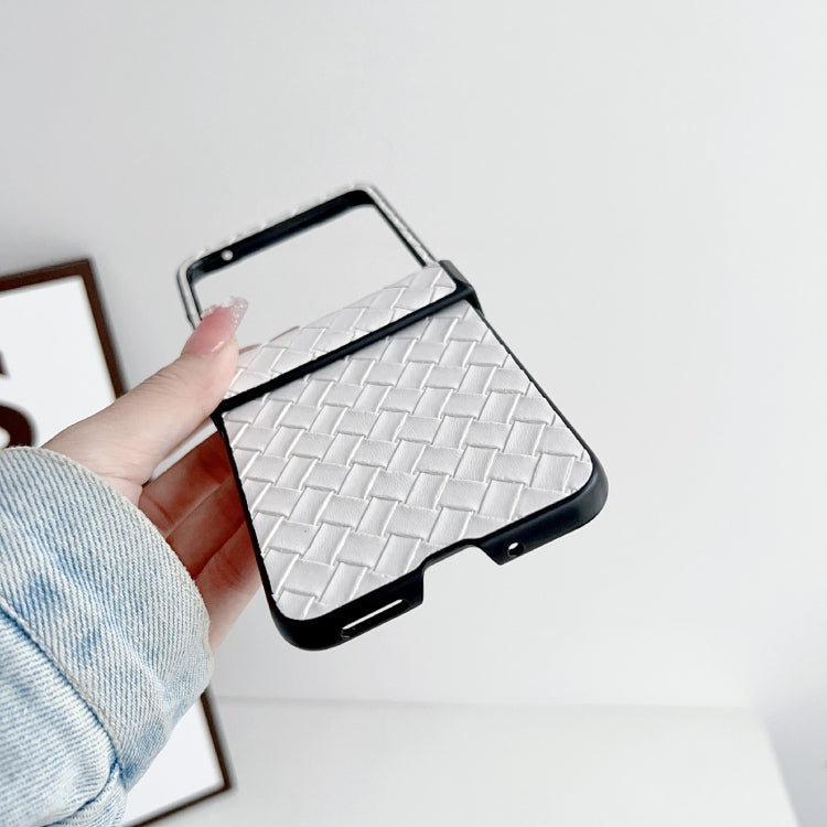For Motorola Razr 40 Ultra Woven Texture Folding PU Phone Case(White) by buy2fix