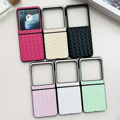 For Motorola Razr 40 Ultra Woven Texture Folding PU Phone Case(White) by buy2fix