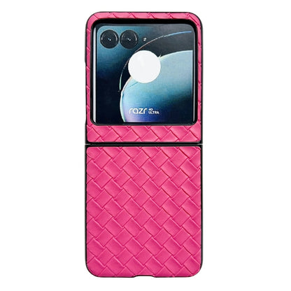 For Motorola Razr 40 Ultra Woven Texture Folding PU Phone Case(Rose Red) by buy2fix
