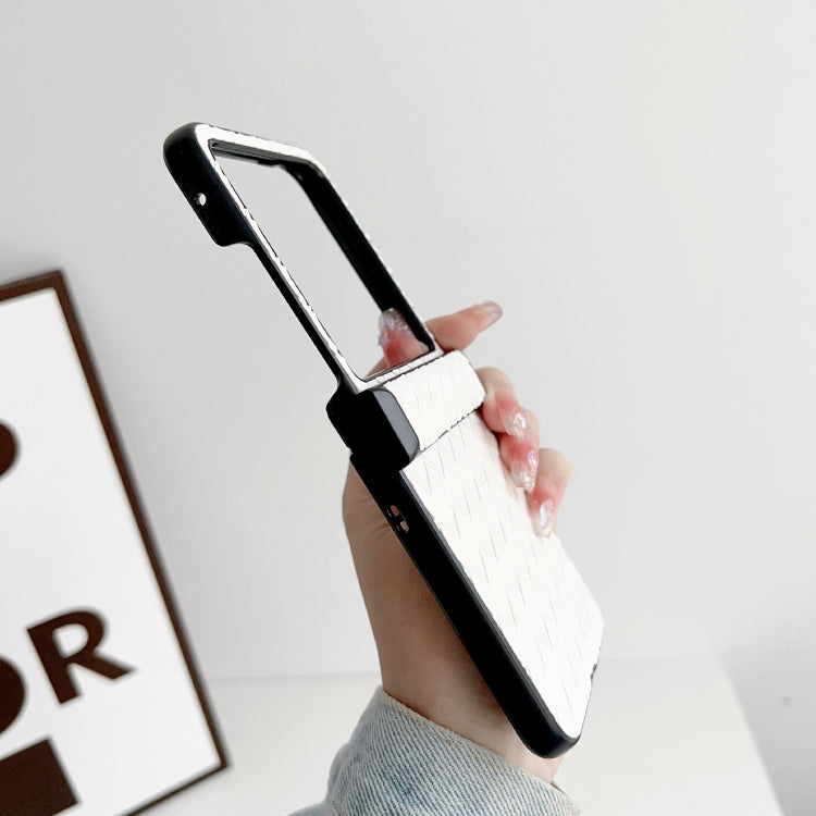 For Motorola Razr 40 Ultra Woven Texture Folding PU Phone Case(Rose Red) by buy2fix