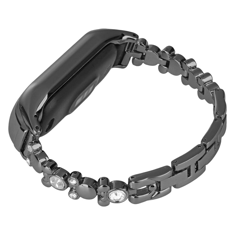 For Xiaomi Mi Band 8 Cute Bear Diamond Metal Watch Band(Black) - Watch Bands by buy2fix | Online Shopping UK | buy2fix