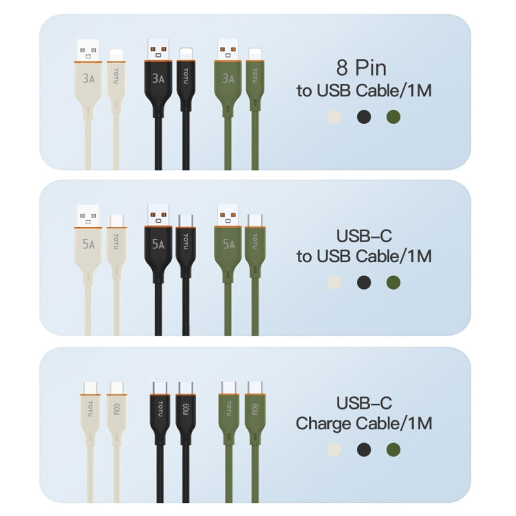 TOTU CB-6-T 25W USB to USB-C / Type-C Silicone Data Cable, Length: 1m(Black) - USB-C & Type-C Cable by TOTUDESIGN | Online Shopping UK | buy2fix